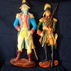 George Washington & Colonial Minuteman 22" Revolutionary War Tin Wall Art 1976